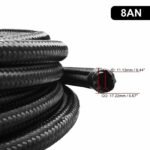 Black Fuel Hose Oil Gas Line AN4-AN6-AN8-AN10-AN12 Nylon/Stainless Steel Braided - Image 5