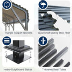 10x20ft Metal Carport Canopy with Galvanized Gable Roof - Image 4