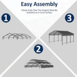 10x20ft Metal Carport Canopy with Galvanized Gable Roof - Image 6