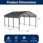 10x20ft Metal Carport Canopy with Galvanized Gable Roof - Image 7