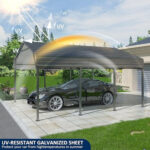 10x20ft Metal Carport Canopy with Galvanized Gable Roof - Image 3