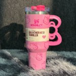 40oz Pink Bow-shaped handle Kitty Tumbler - Billede 4