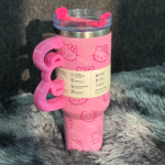 40oz Pink Bow-shaped handle Kitty Tumbler - Billede 2
