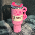 40oz Pink Bow-shaped handle Kitty Tumbler - Billede 5